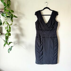 NWT Tadashi Shoji‎ Dress Black Sleeveless Fitted Beaded Waist 12